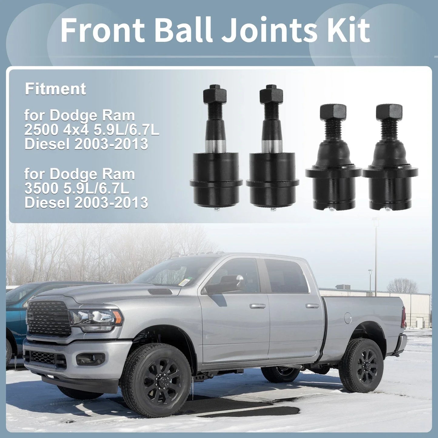 4 x Front Upper Lower Ball Joints for Dodge Ram 2500 3500 (2003-2010)