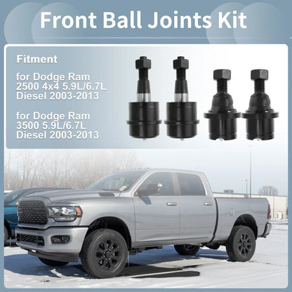 4 x Front Upper Lower Ball Joints for Dodge Ram 2500 3500 (2003-2010)