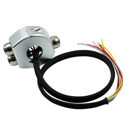 7/8" Motorcycle Handlebar Silver Switch Momentary Button 12V