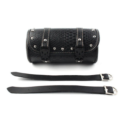 Leather Motorcycle Tool Bag for Universal Fork Handlebar Saddlebag Roll