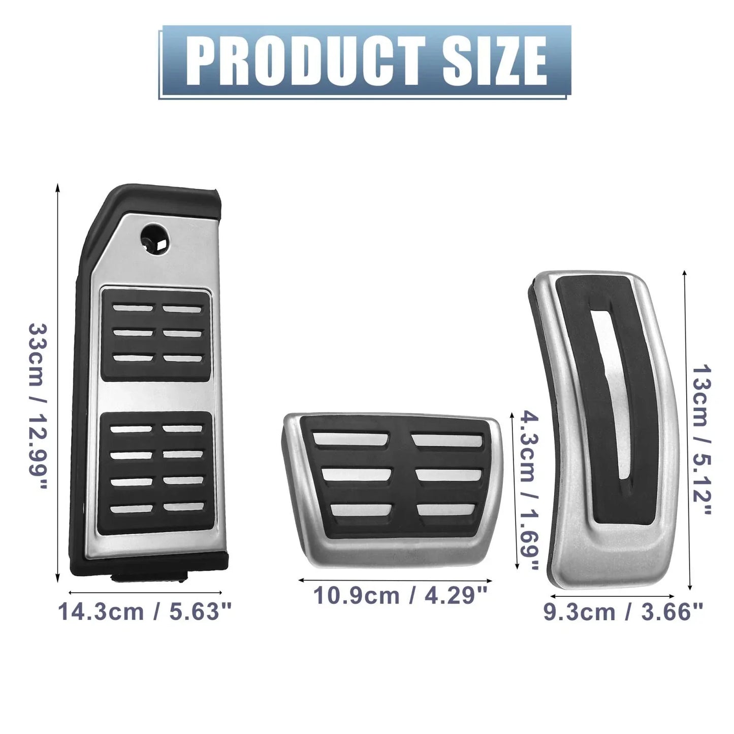 3 x Gas Brake Foot Rest Pedal Covers for Audi Q7 Q8 & Porsche Cayenne