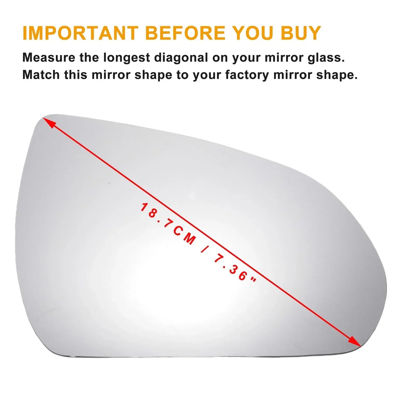 Right Side White Mirror Glass W/Back for Hyundai I30 (2017-2022)