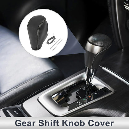 Gear Shift Knob Cover for BMW 3 Series (2004-2012) Black Grey Faux Leather