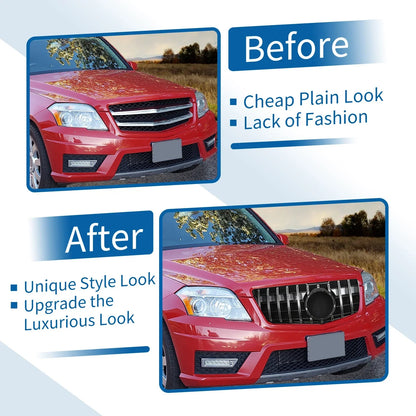 Front Upper Bumper Grille for Mercedes-Benz GLK280 (2009) Chrome Silver Tone