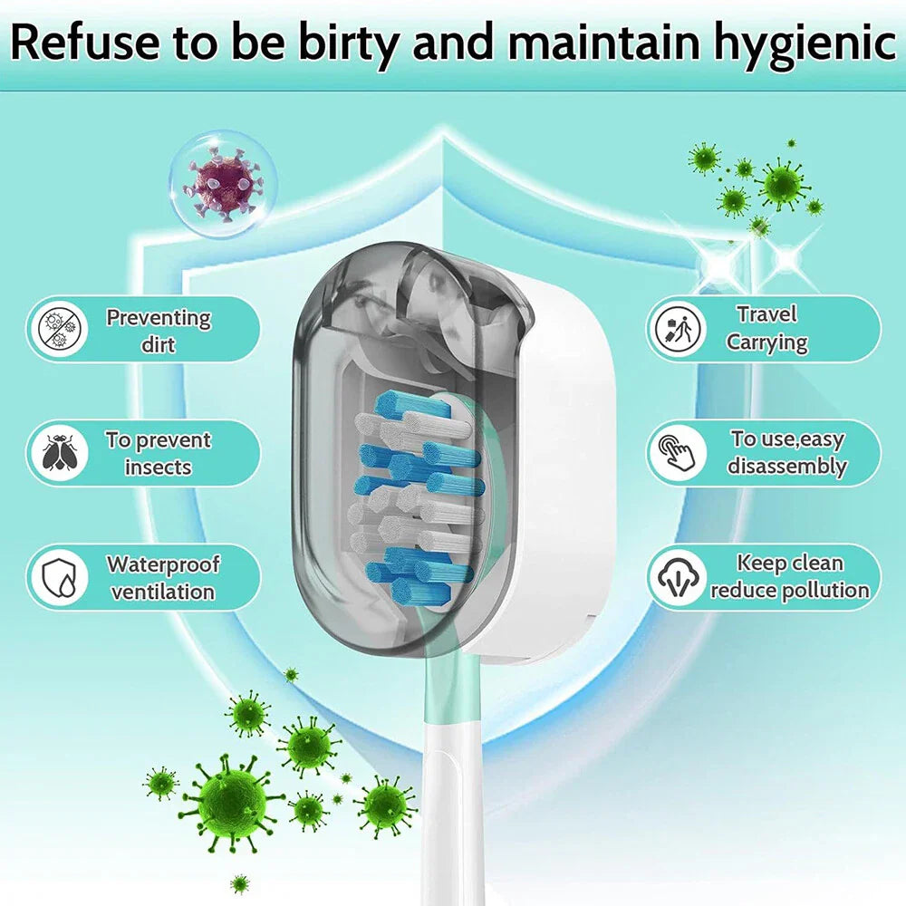 4 x Toothbrush Cap Covers Grey for Manual & Electric Toothbrushes
