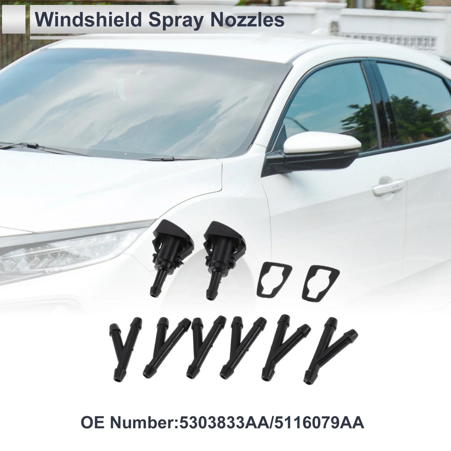 Windshield Washer Nozzle & 6 x Hose Connectors for Dodge