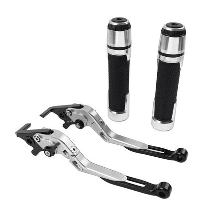 Silver Extendable Brake Clutch Levers & Handlebar Grips for Kawasaki Z1000