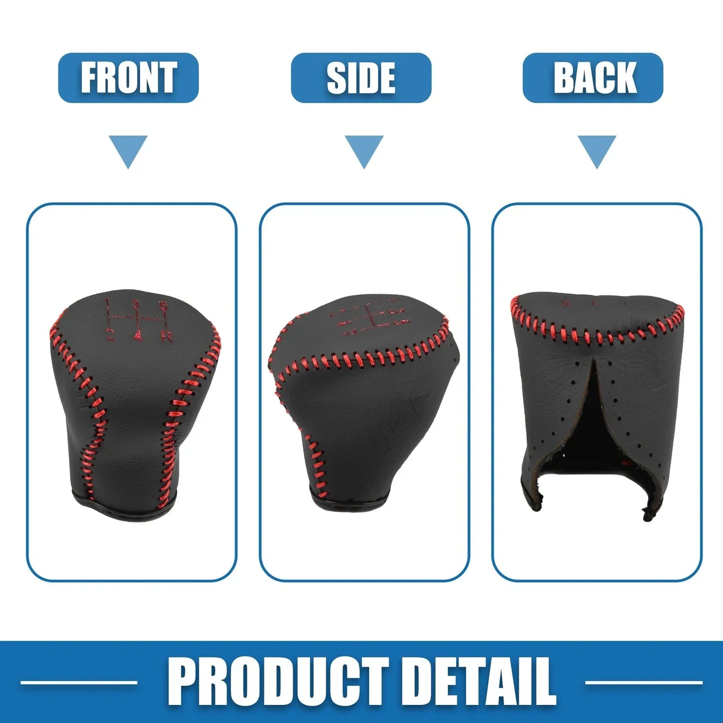 Gear Shifting Knob Cover for Hyundai Elantra 2004-2011 Faux Leather Black Red
