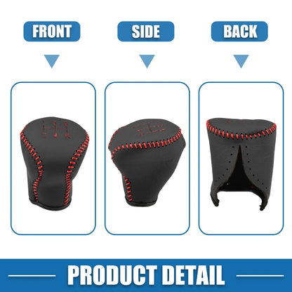 Gear Shifting Knob Cover for Hyundai Elantra 2004-2011 Faux Leather Black Red