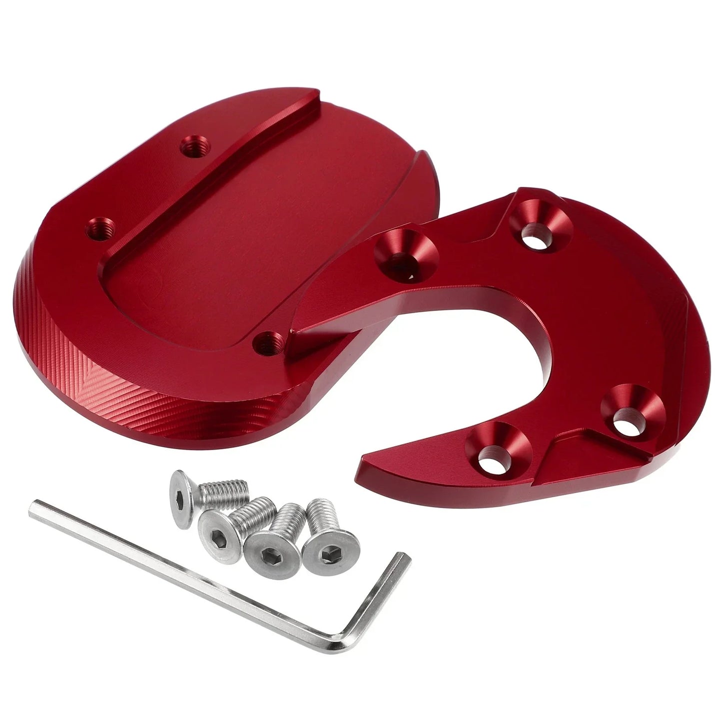 Motorcycle Kickstand Plate Pad for Honda 125 2013-2023 - Includes Wrench, Red