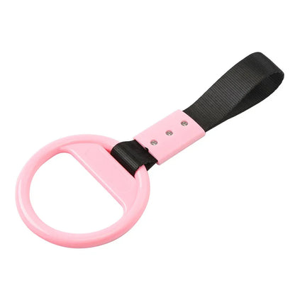 PVC Plastic Black & Pink Round Ring Handle Strap for Train Bus Charm