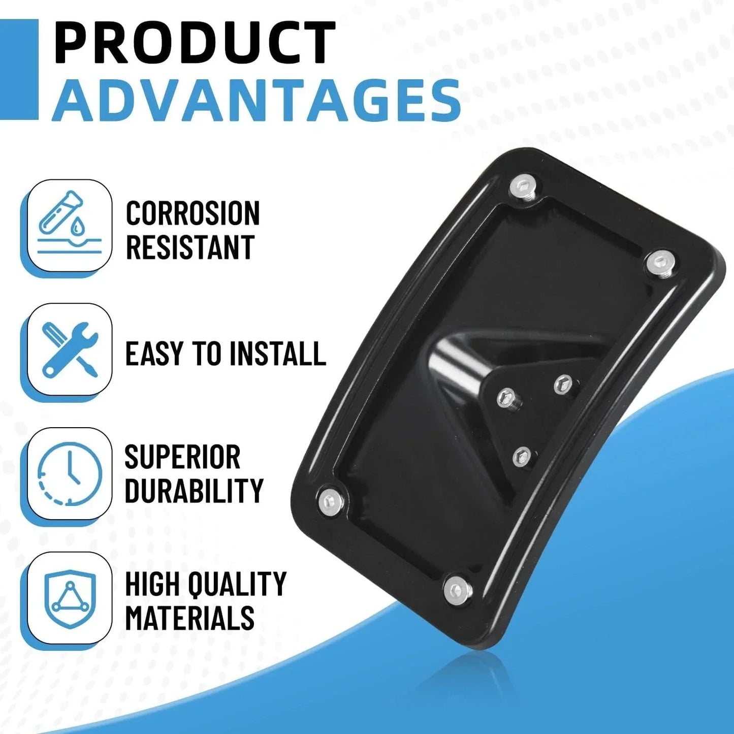 Black Curved Laydown License Plate Mount Bracket for Harley Dyna FXD Sportster (2006-2023)