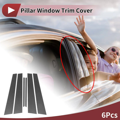 6 Pcs Car Door Pillar Window Trim for Lexus IS (2001-2005) Black Carbon Fiber