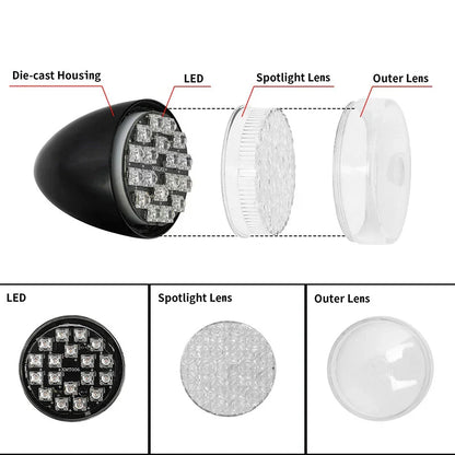 Rear Turn Signal Lights for Harley Touring (2009-2024) & Softail (2000-2025) Black