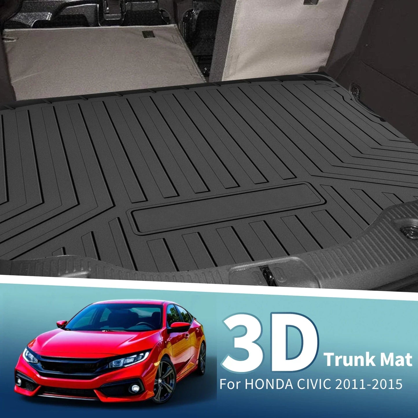 Flat Face Cargo Liner Rear Trunk Mat for Honda Civic (2011-2015) 1 x TPE