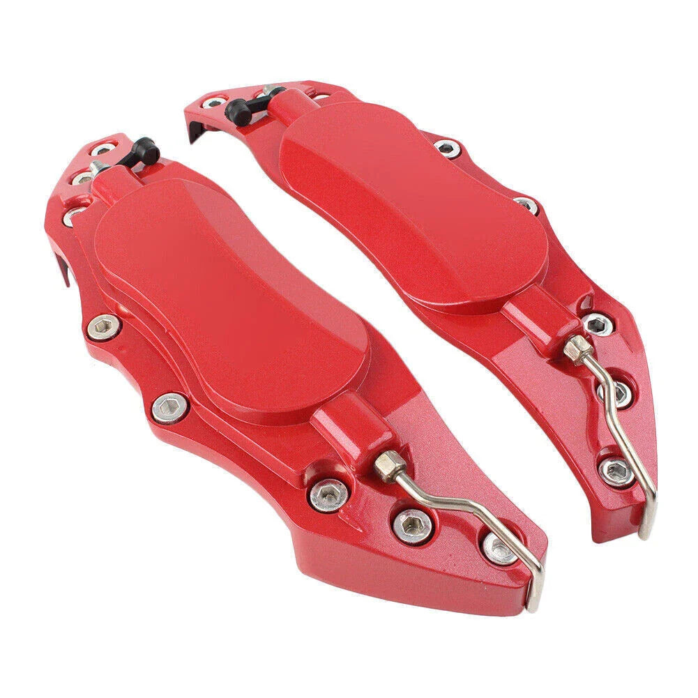Red 3D Metal Brake Caliper Covers for Universal Car (Fits Most Models)