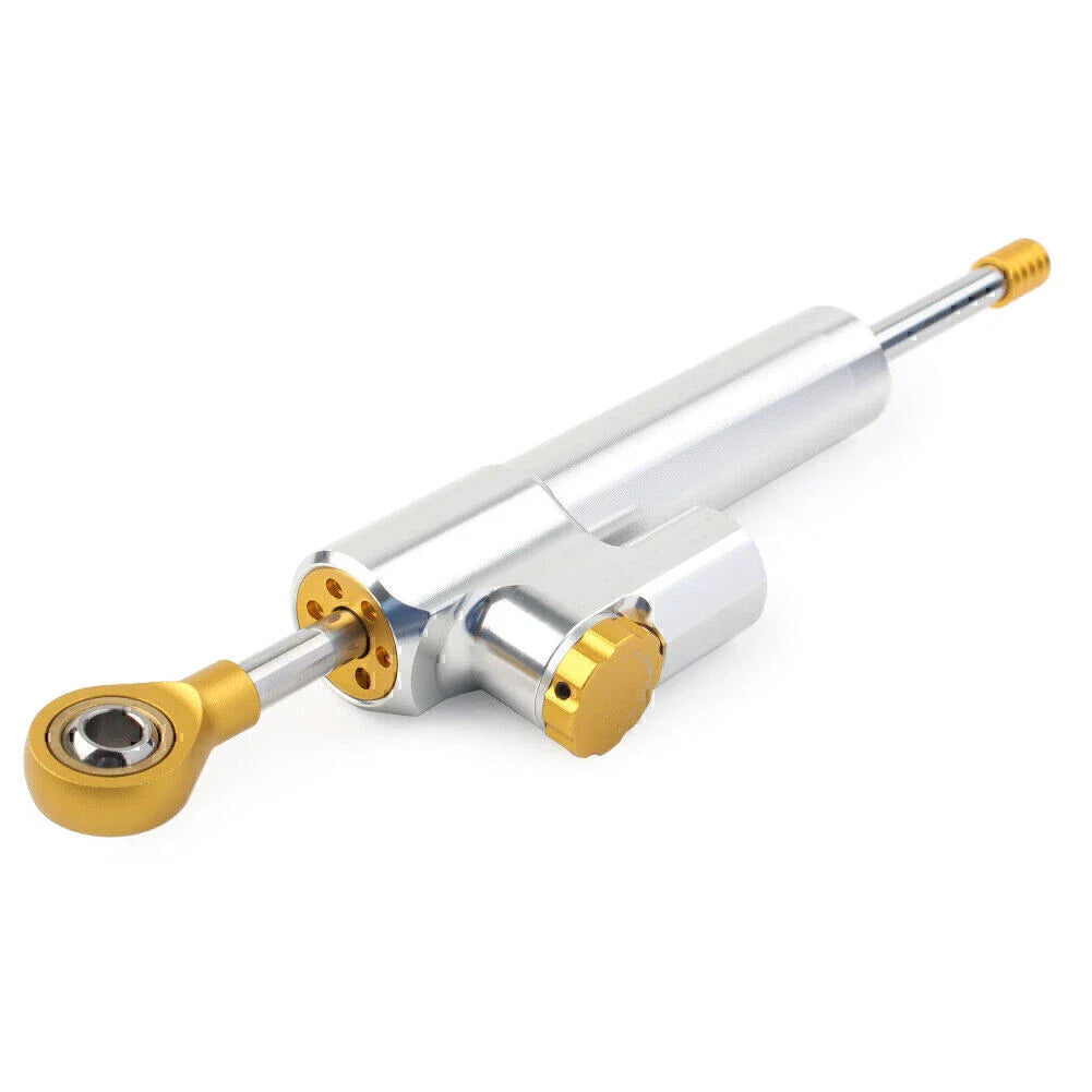 24cm Universal Adjustable Steering Damper Stabilizer for Moto - Silver/Orange