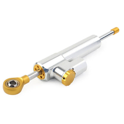 24cm Universal Adjustable Steering Damper Stabilizer for Moto - Silver/Orange