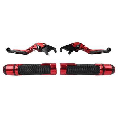 Red Extendable Brake Clutch Levers & Handlebar Grips for BMW C650GT C600 (2012-2016)