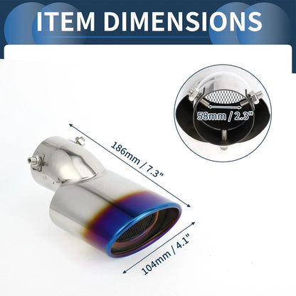Slant Exhaust Tip 2.3" Inlet for Honda Civic (2016-2019) Burnt Blue