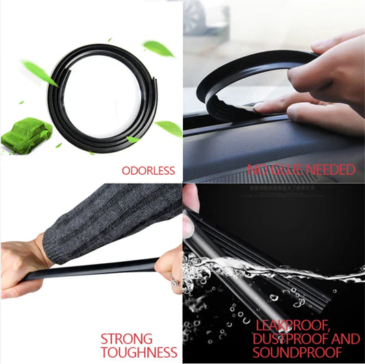 1.6M U Type Rubber Sound Seal Strip for Universal Car Dashboard Edges