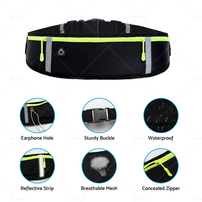Waterproof Bum Bag with Reflective Strip for Hiking & Running