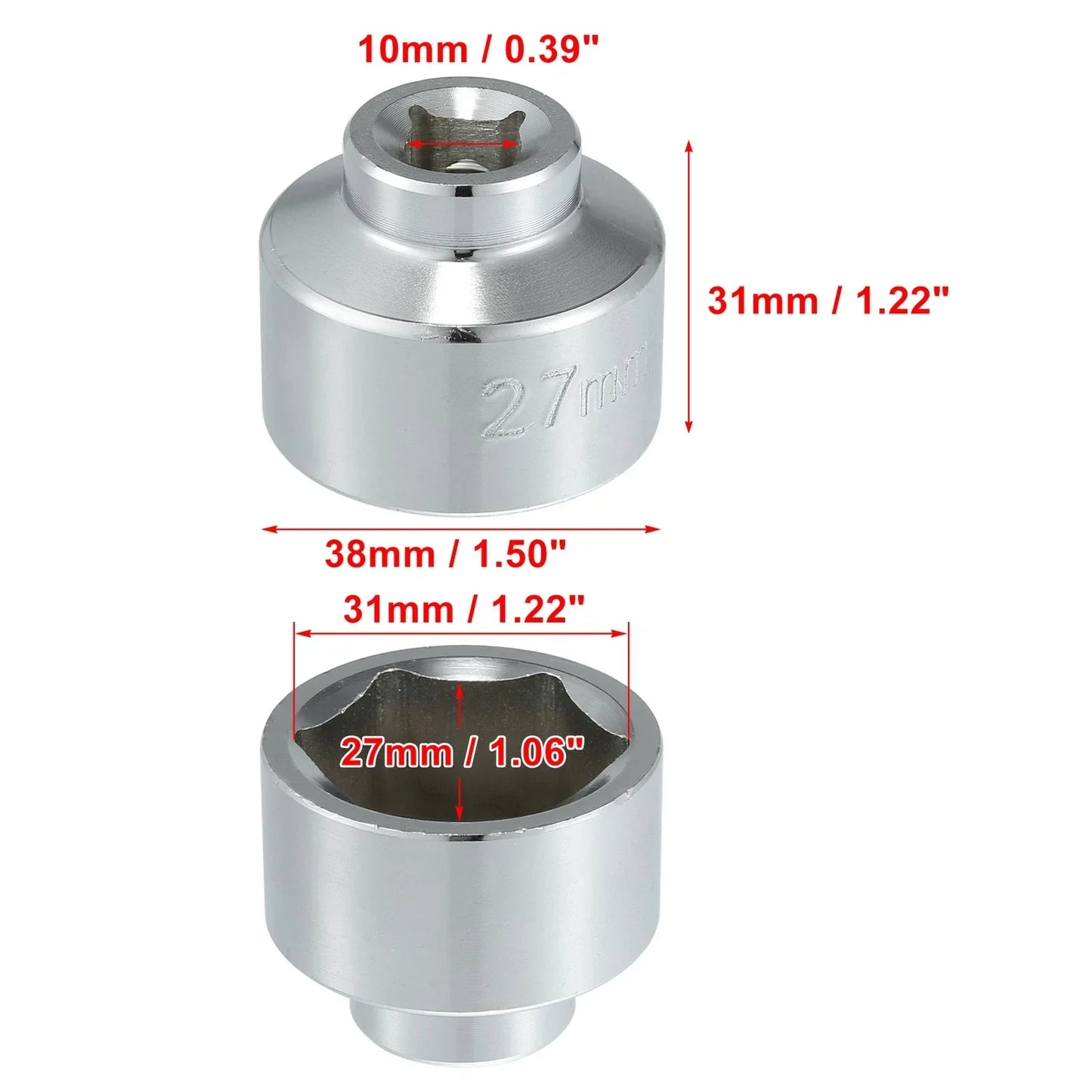 27mm Low Profile Oil Filter Wrench Cap Socket for Mercedes-Benz