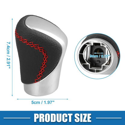 Silver Tone Gear Shift Knob Cover with Red Thread for Lexus