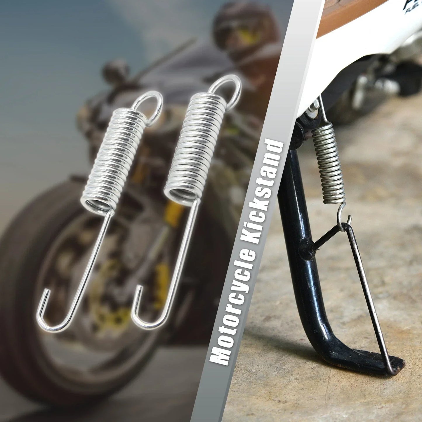 2 x Silver Tone Motorcycle Foot Kickstand Side Stand Springs for Honda CG125