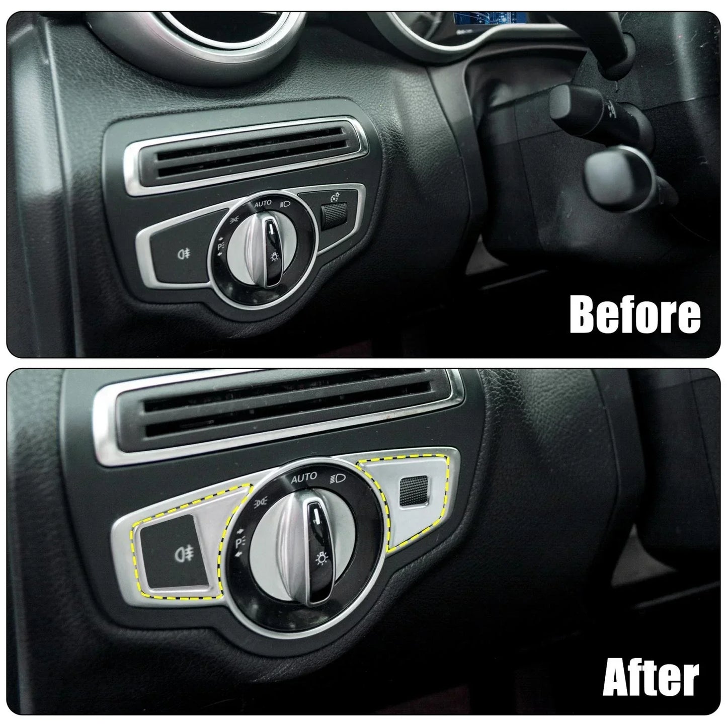 Headlight Switch Button Trim Cover for Mercedes Benz B C Class (2015-2023)