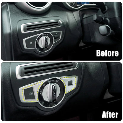 Headlight Switch Button Trim Cover for Mercedes Benz B C Class (2015-2023)