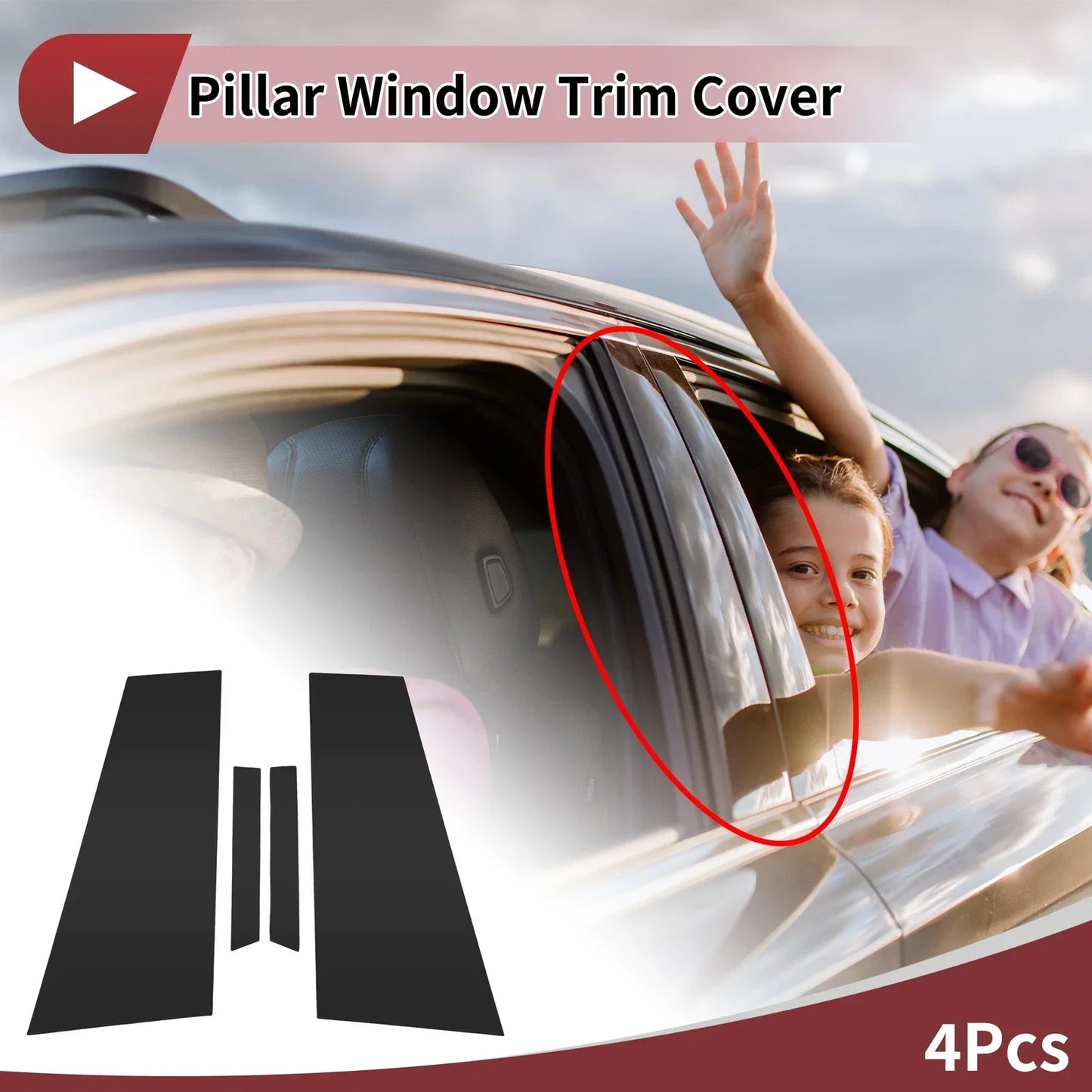 4 Pcs Car Door Pillar Window Trim for Mercedes-Benz CLS (2012-2016) Black