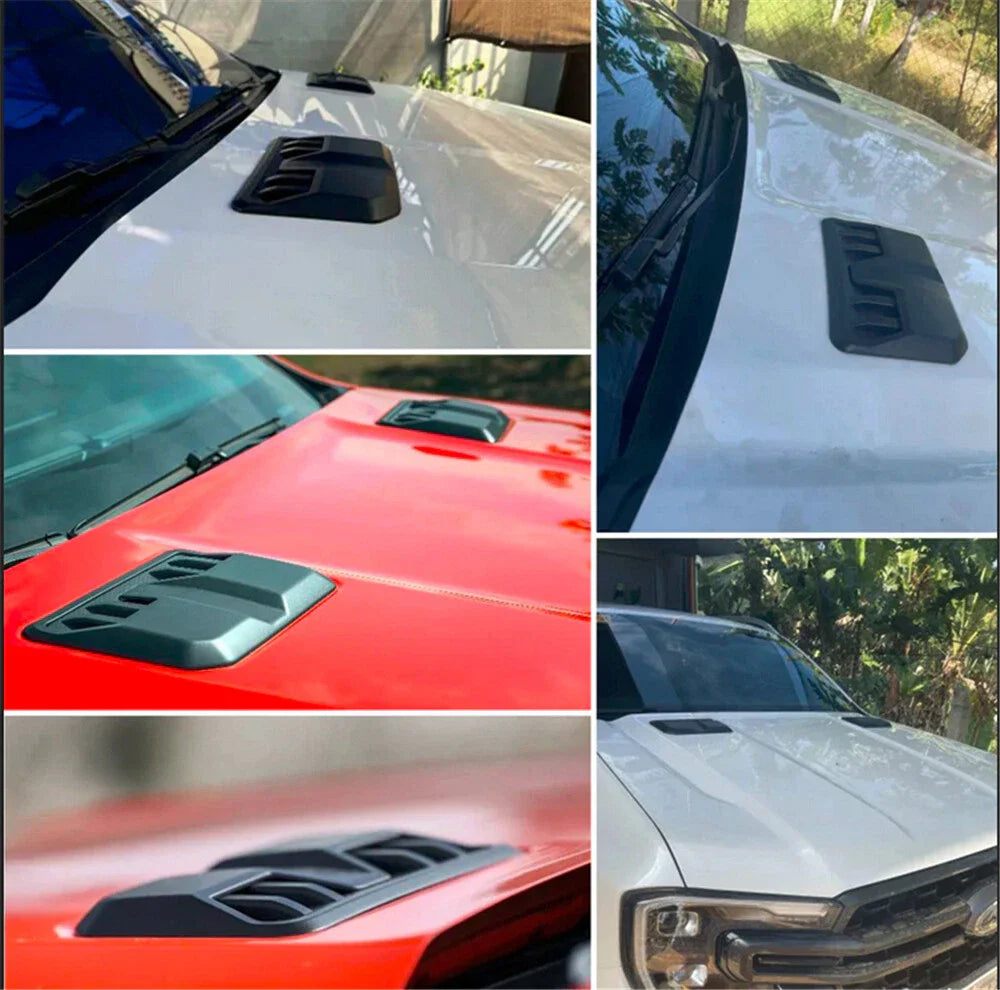 Glossy Black Hood Vent Scoop Covers for Car Exterior Trim