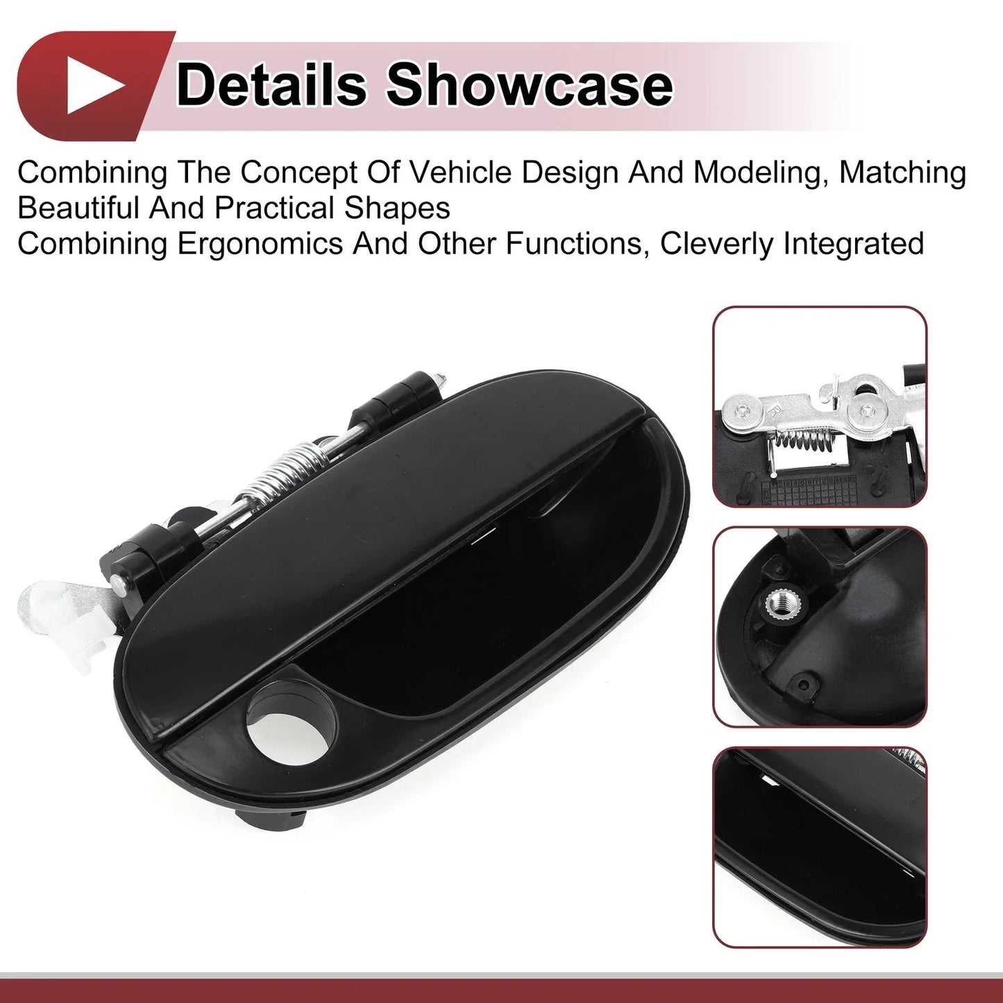 Exterior Door Handle for Hyundai Accent Front Right Black ABS (2010-2017)