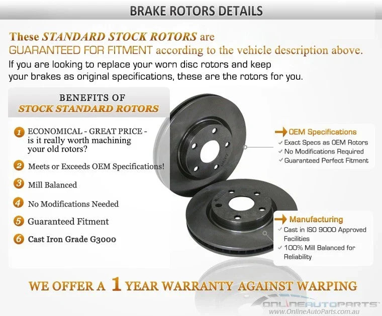 2 x Front Disc Brake Rotors for Toyota Hilux 2WD YN57 SR5 (1985–1987)