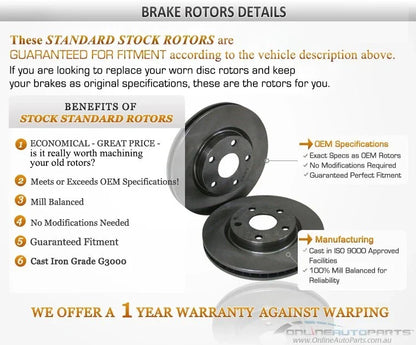 2 x Front Disc Brake Rotors for Toyota Hilux 2WD YN57 SR5 (1985–1987)