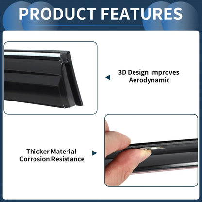 Window Deflectors for Hyundai Tucson 2010-2015 Side Window Vent Visors Black 1 Set