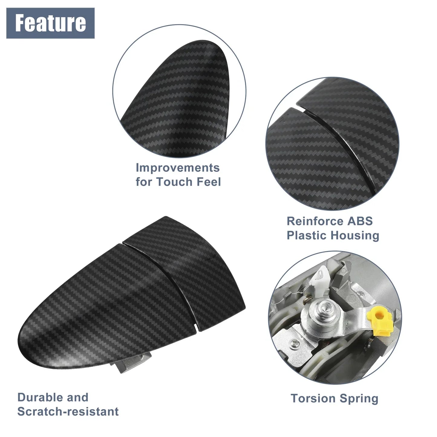 Front Right Exterior Door Handle Carbon Fiber for Honda CR-Z (2011-2016)