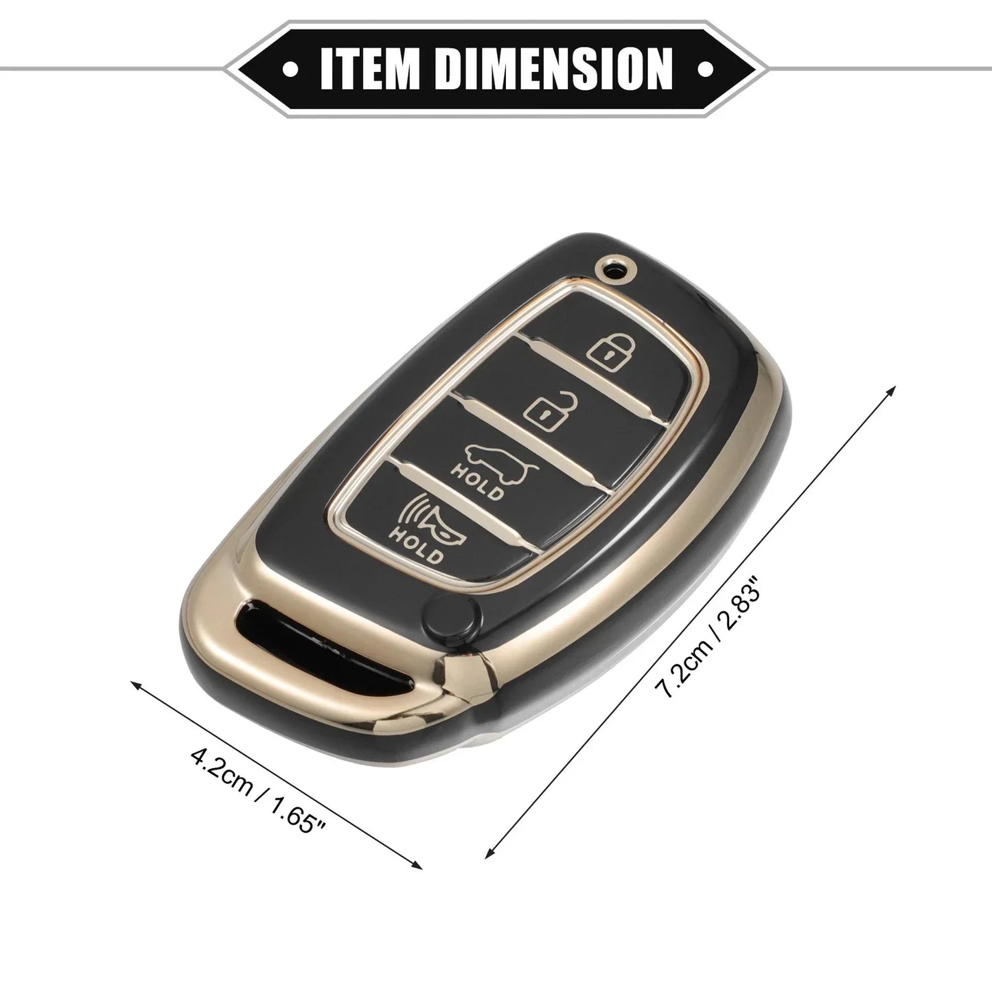TPU Black Key Fob Cover for Hyundai Elantra, Sonata (2011-2023)