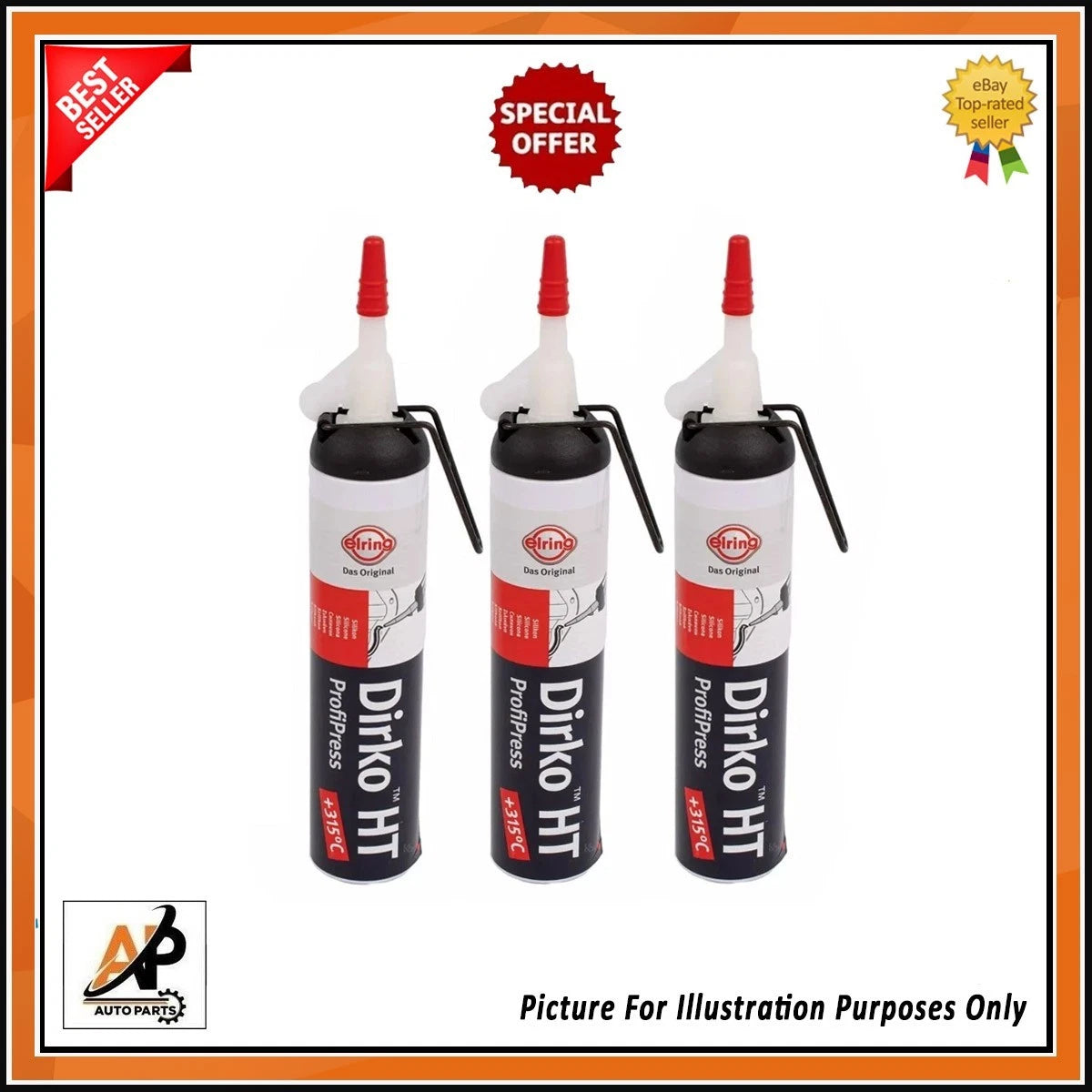 Dirko HT Black Silicone Gasket Sealant for Car Engine (200ML) (High Temp)