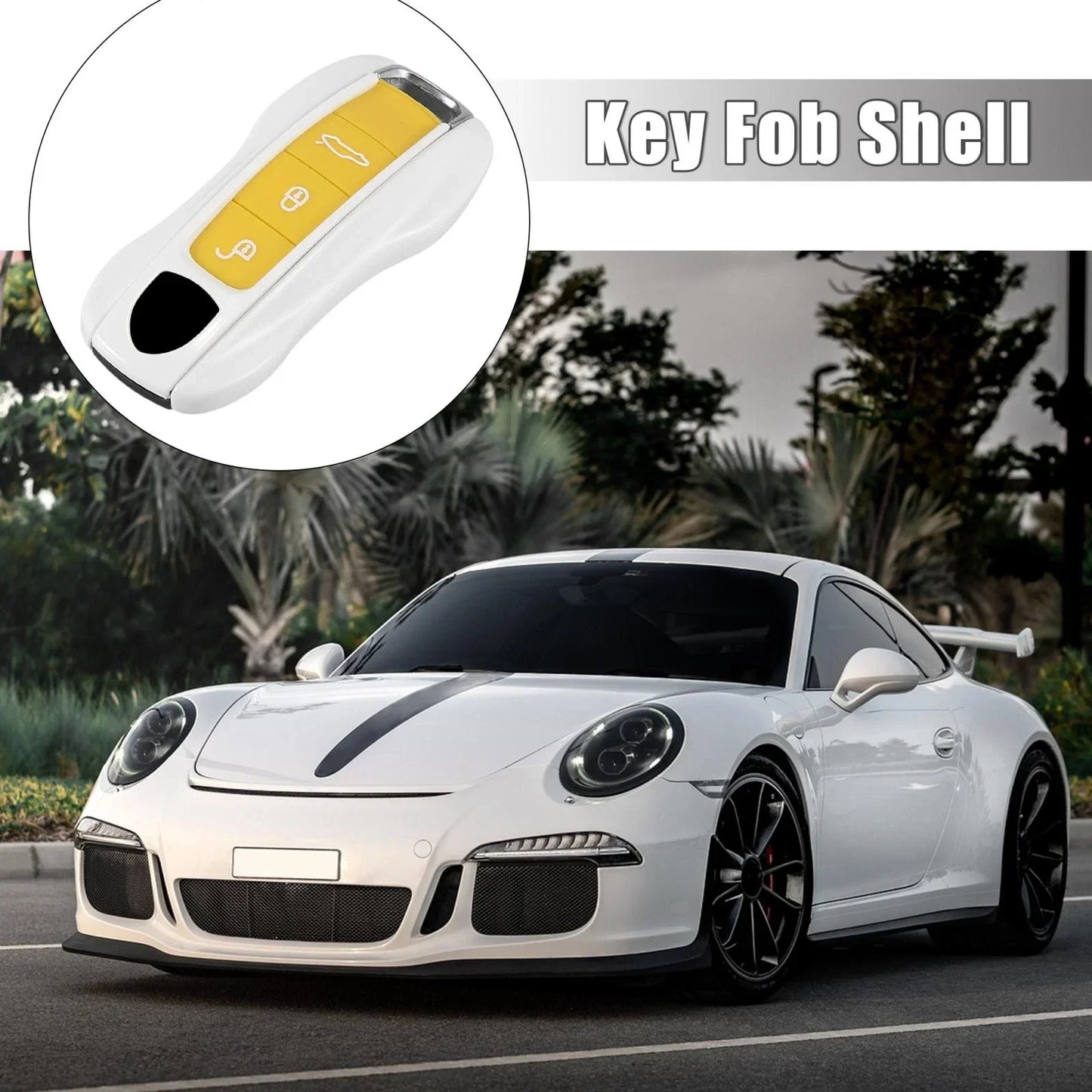 White Painted Key Cover Fob Shell for Porsche Panamera Cayenne (2010-2023)