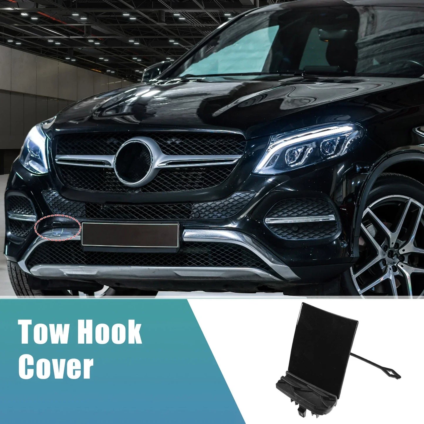 Front Bumper Tow Hook Cap for Mercedes-Benz GLE 350 (2016-2023) Black