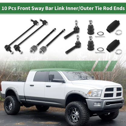 10 x Front Suspension Kit Tie Rod Ends & Sway Bar Links for Dodge Caravan (01-07)