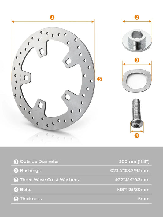11.8" Front Brake Disc Rotors & Bolts for Harley Street Glide (2014-2024)