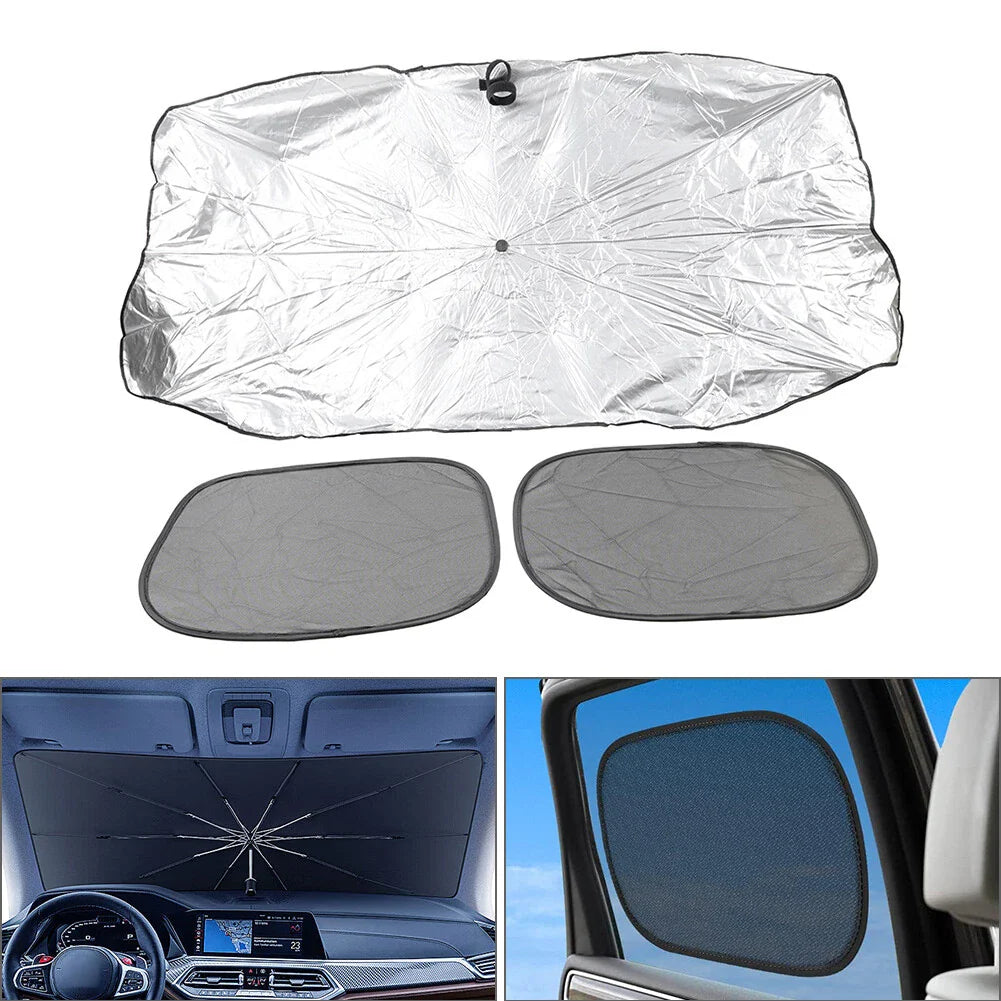 3 x S Size Front Window Sun Shade Visor Cover for Car Windshield Umbrella