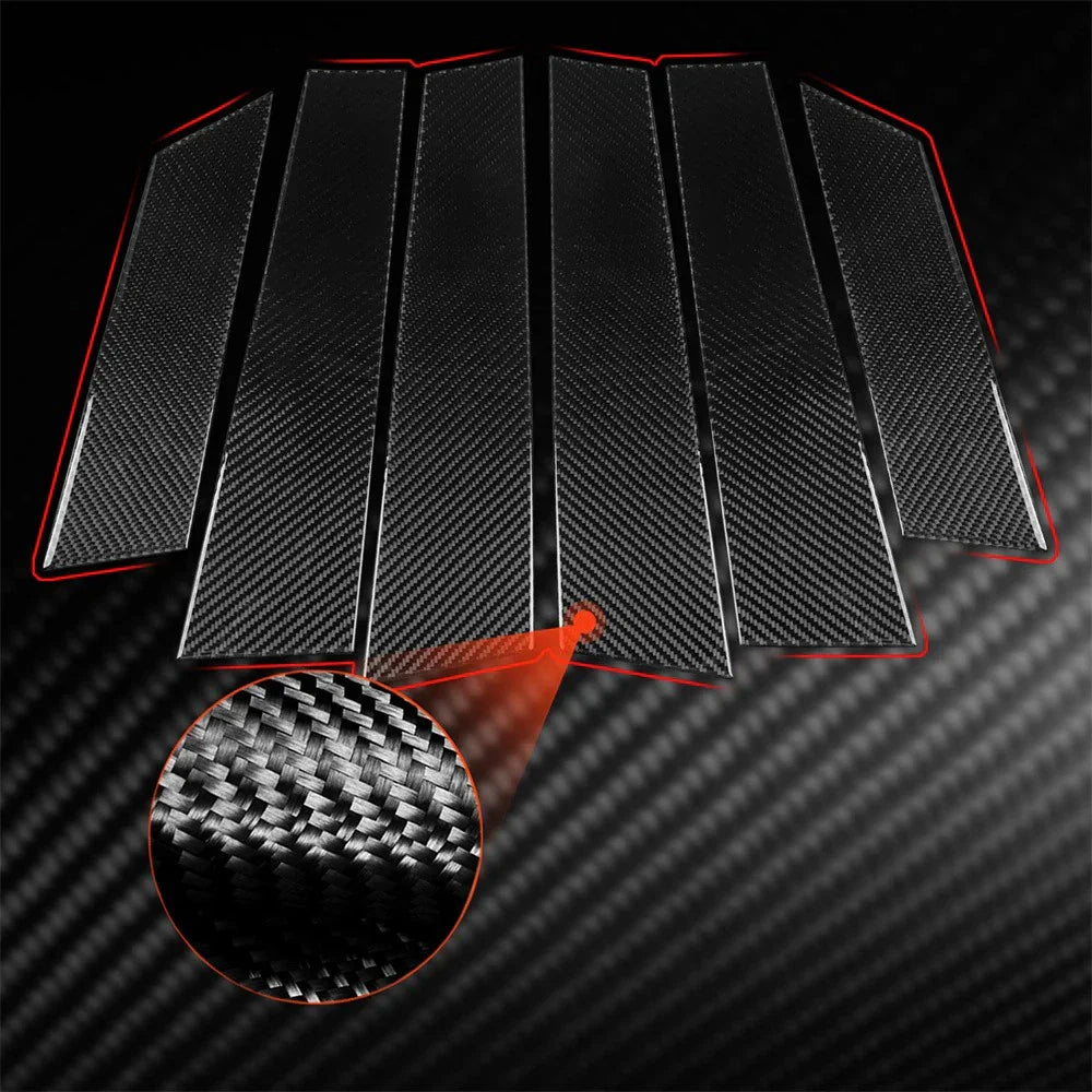 6 x Carbon Fiber Door Window B Pillar Cover Trim for BYD Seal (2022-2025)