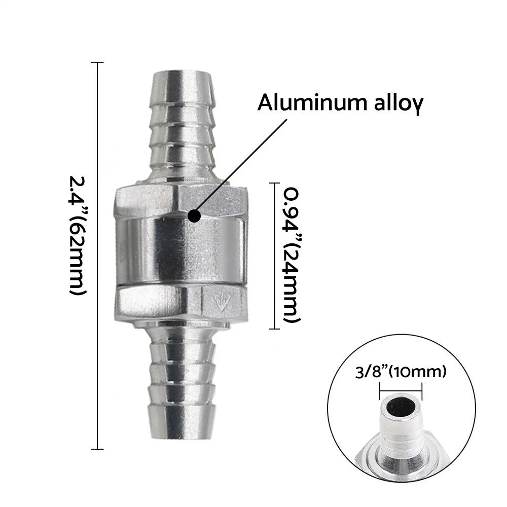 3/8" 10mm Inline Check Valve for Fuel Petrol Diesel Gas Liquid