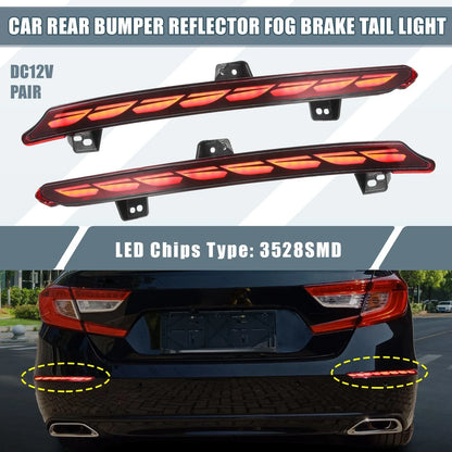 2 x Rear Bumper Reflector LED Brake Turn Signal Lights for Honda Accord (2018-2022)