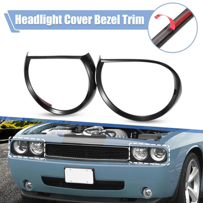 4 x Front Black Headlight Covers for Dodge Challenger (2015-2023)