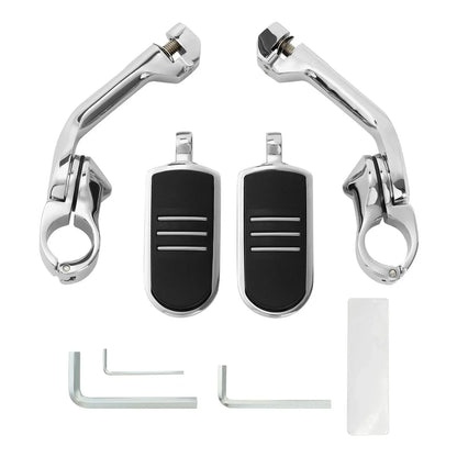 Chrome 1-1/4" Pegstreamliner Long Angled Highway Guard Foot Pegs for Harley
